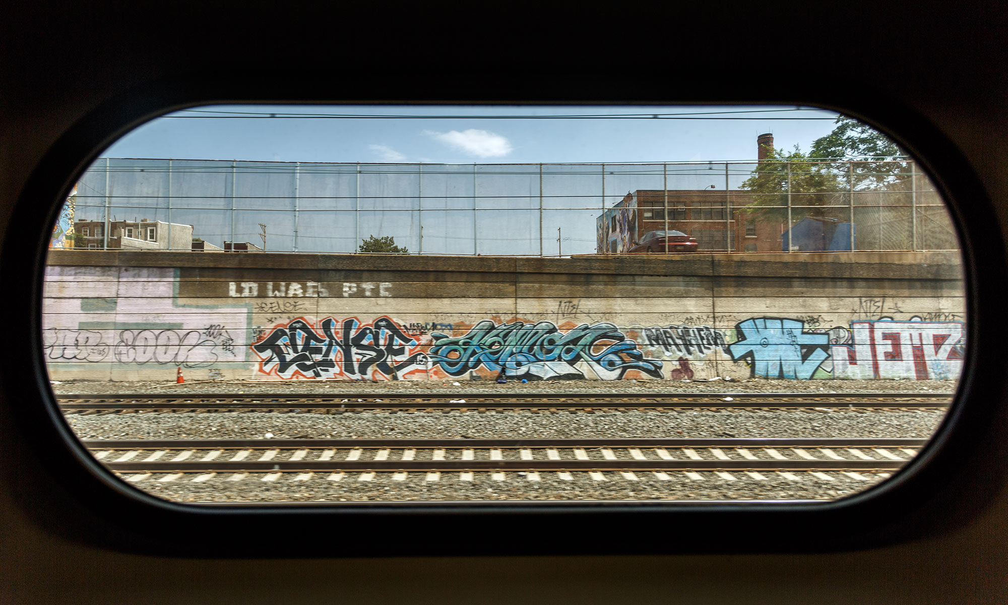 Graffiti as seen from a train window
