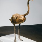 Glenn Kaino, Graft (Ostrich), 2006, python skin, ostrich feathers, plastic, thread and paint, life-size, courtesy of the artist.