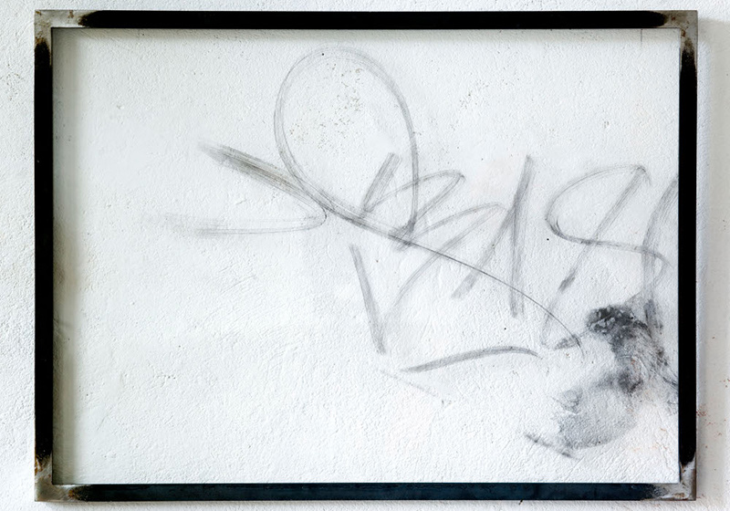 Study (3) for Berlin à fleur de peau, 2009 Forensic fingerprint powder, human sweat and sebum, anti-graffiti film, on plexiglass 21.4 x 28.9 in (54.5 x 73.5cm) Private Collection