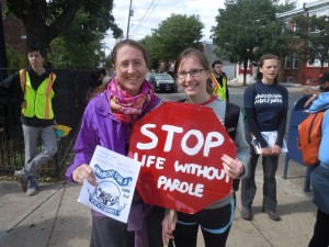 Haverford House Fellows Molly Minden '12 and Emily Dix '12 participate in a march from Philadelphia to Harrisburg organized by Decarcerate Pennsylvania.