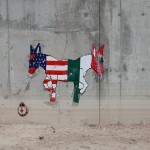 Ron English Two-Headed Donkey on the U.S.-Mexico Border Wall, c. 2011 Collection of the Artist
